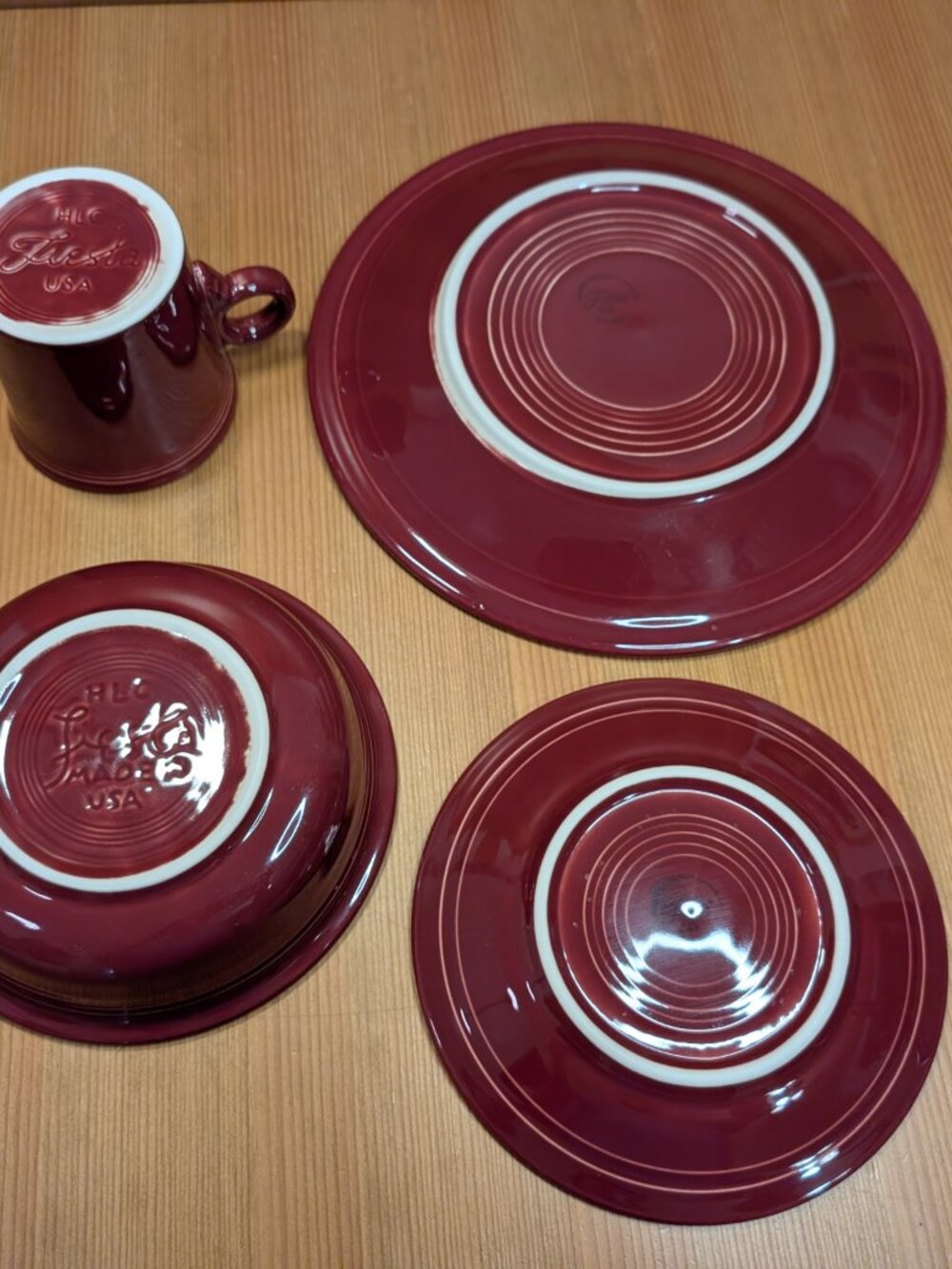 Fiesta Ware Retired 4-Piece Place Setting CINNABAR Fiestaware Set w/ Box USA GUC - Picture 4 of 15